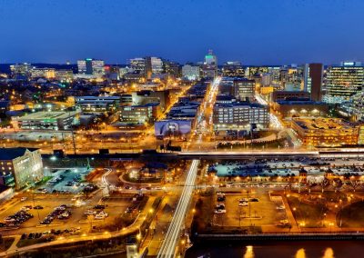 Cheap apartment in Wilmington skyline at night